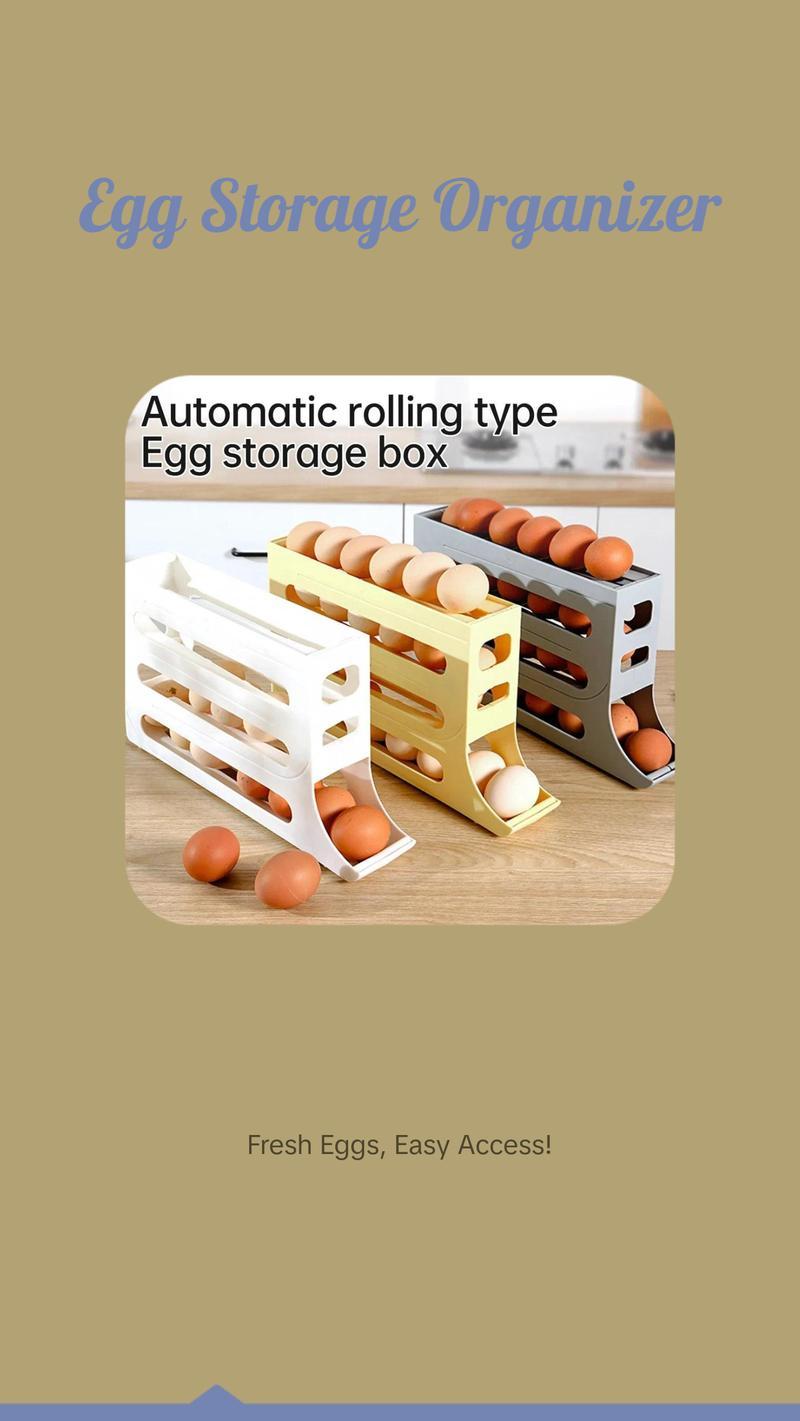 Efficient Egg Storage Solution - Automatic Rolling Type Egg Storage Box for Fridge Organization and Freshness
