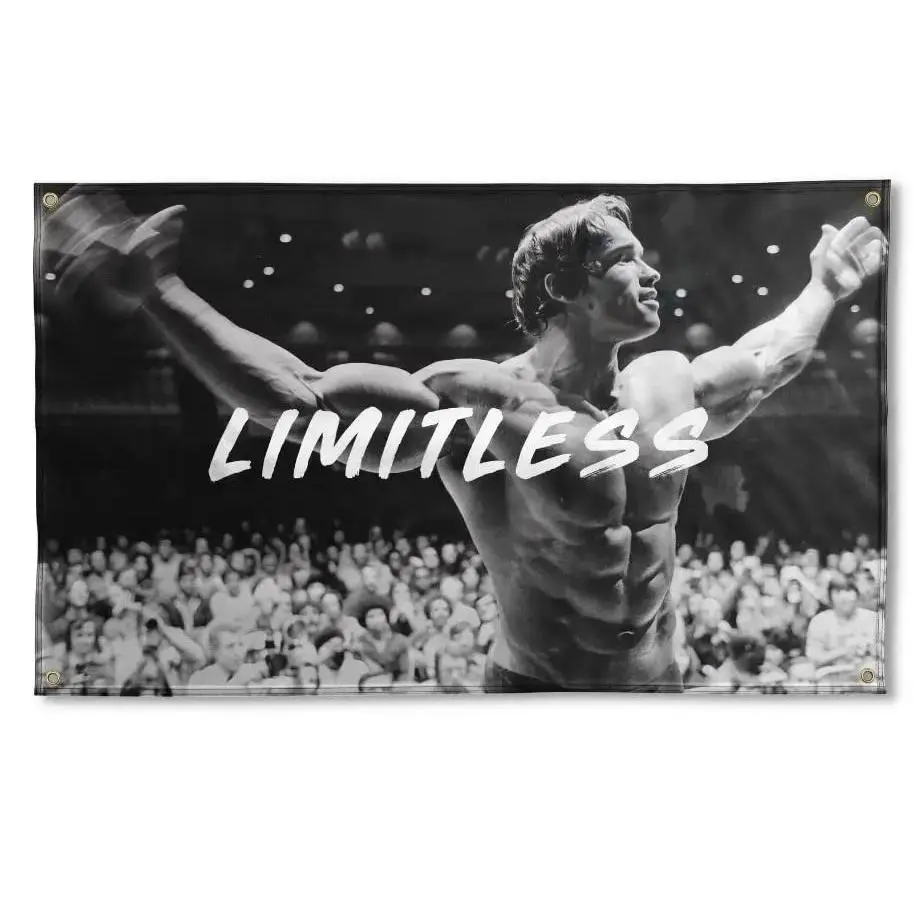 The Governator Poster SCHWARTZ'S Limitless 3x5 |     Gym Motivation Fitness Poster |     Durable Cool Tapestry |     Man Cave Wall Decor with Metal Grommets for College Dorm Room