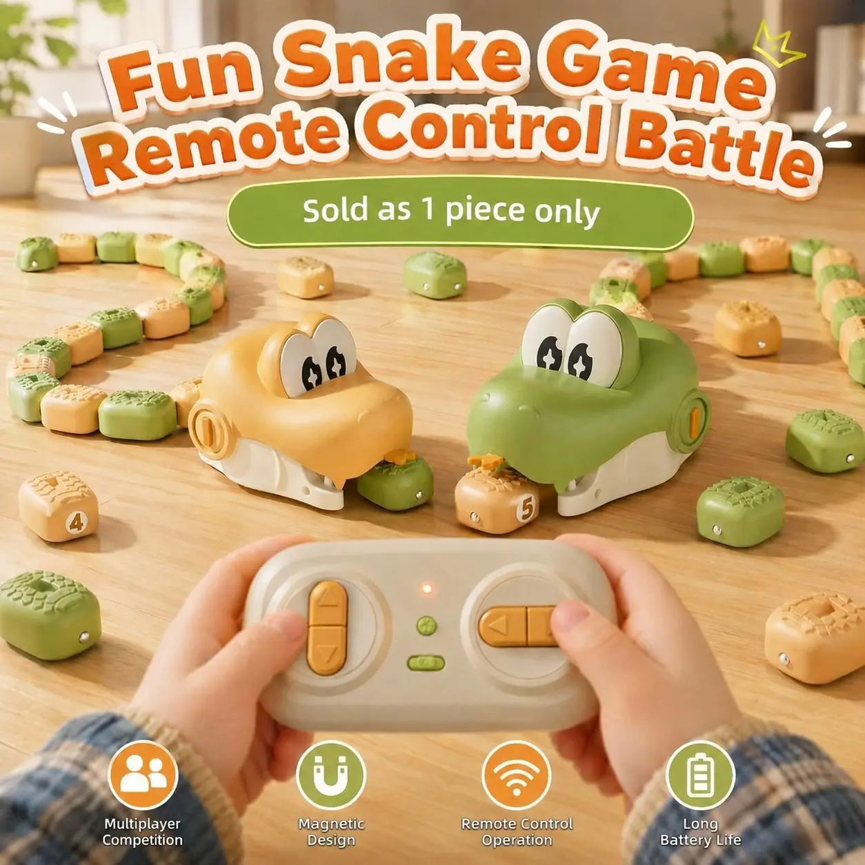 2.4g Wireless Remote Control Magnetic Design Snake Battle Game, USB Rechargeable Toy, Long Battery Life, 20m Range, Perfect Gift for Holidays
