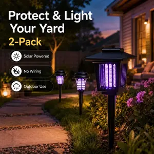 2pcs Solar Mosquito Killer Lights, Outdoor Garden Stake Light, UV Insect Repellent, Dual Mode, Weather Resistant, Easy Installation
