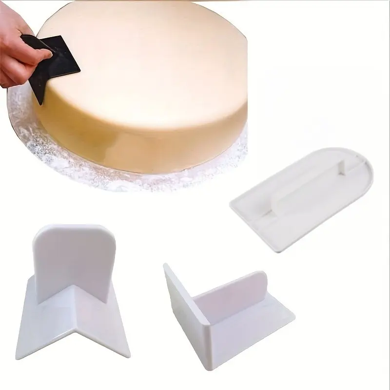 4pcs Cake Icing Smoothing Polisher Set, Cake Surface Polishing Mold, Cake Decoration Sugar Craft Scraper Tool, Baking Tools, Kitchen Accessories