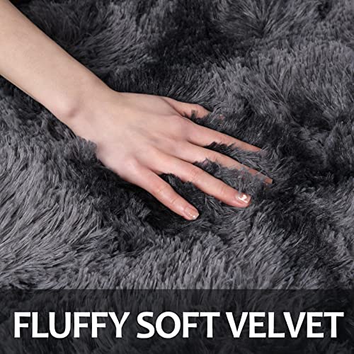 [Black Friday] Large Fluffy 8x10 Area Rugs for Living Room Bedroom,Tie-Dyed  Thick Shag Throw Rug,Big Soft Shaggy Bedside Non-Slip Plush Dorm Nursery Kids Carpet, 5x8, 6x9, 8x10 Feet, Grey, Pink, Blush,Brown,Orange, Green, Blue