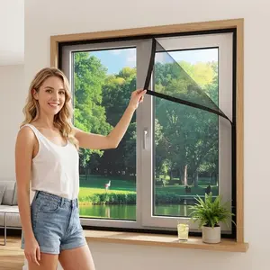 Black Self-Adhesive Mosquito Window Screen Kit, Quick No-Drill Installation, Breathable Insect-Proof Mesh, Maintains Natural Light and Visibility, Easy to Remove and Clean, Suitable for Bedroom, Living Room and Kitchen, Mesh Windows
