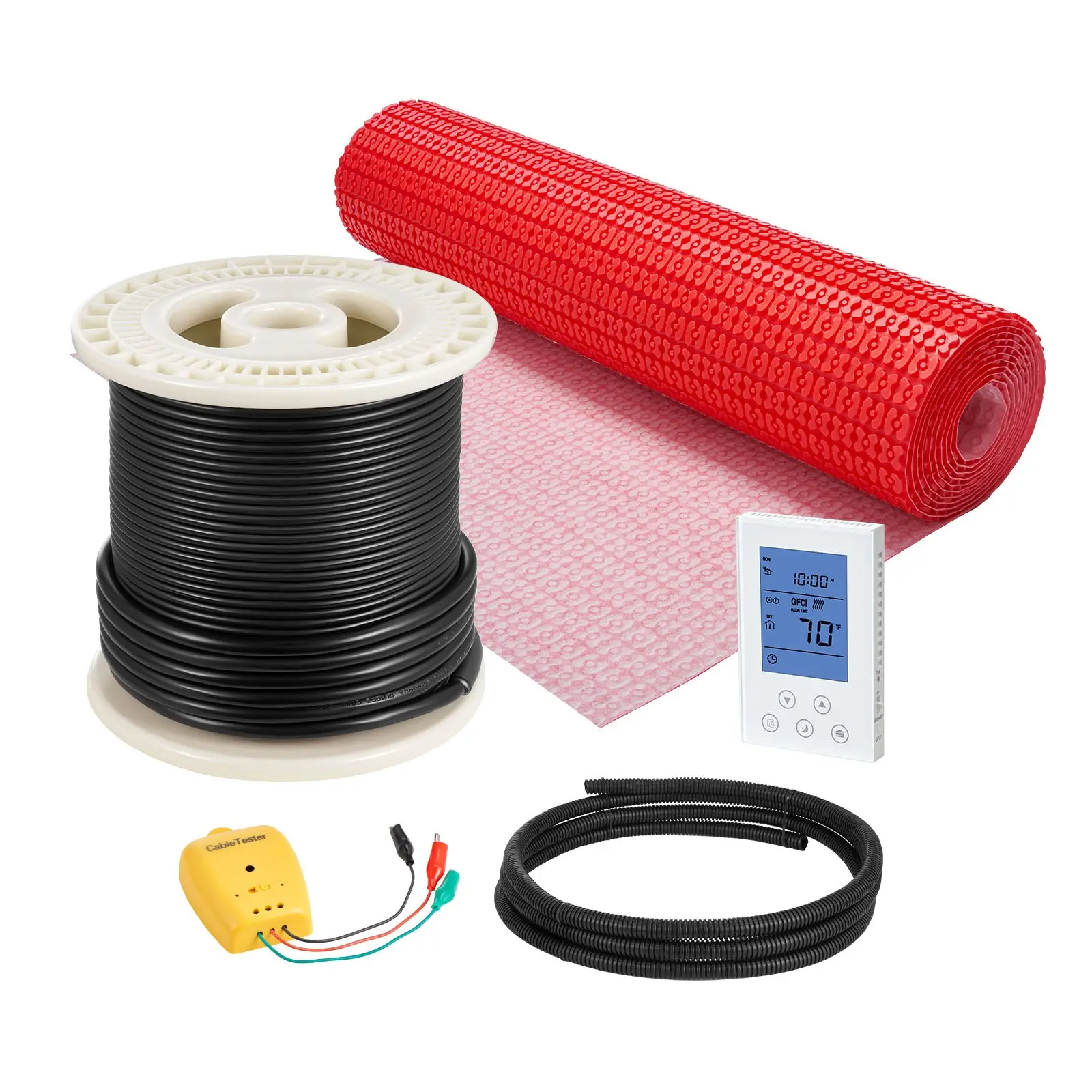 VEVOR 50 sqft Floor Heating Mat System, 120V Electric Radiant Heated Floor System, with Decoupling Membrane Smart Control Thermostat Alarm, Easy Installation for Tile, Stone, Vinyl
