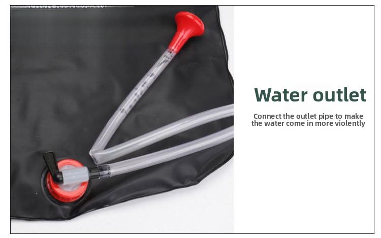Outdoor camping shower bag 20L solar hot water bag for outdoor bathing and showering, portable shower and water storage bag