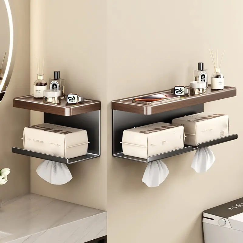 1pc Multi-Functional Wall-Mounted Paper Holder, Carbon Steel, Waterproof, Rust-Resistant, Single & Dual Slot, Ideal for Home Decor
