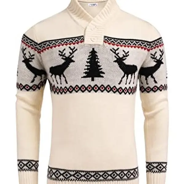 Men's Christmas Sweater Ugly Knitted Xmas Sweaters Casual Snowflake Pullover Knitwear