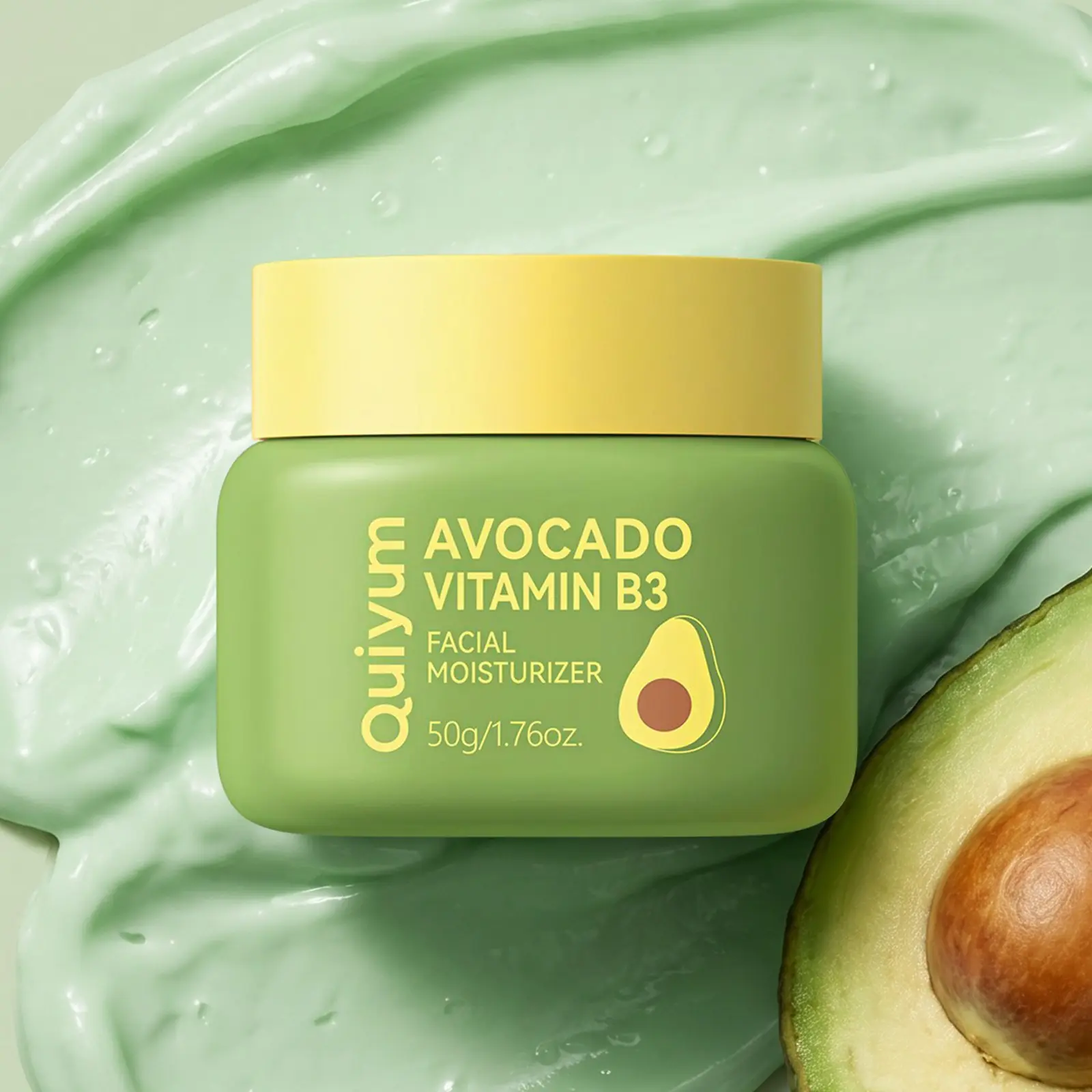 Avocado Face Moisturizer with Niacinamide & Vitamin E - Dewy Glow Daily Hydrating Cream with CICA & Shea Butter, Non-Greasy Nourishing Face Lotion for Smooth, Radiant Skin, 1.76 oz