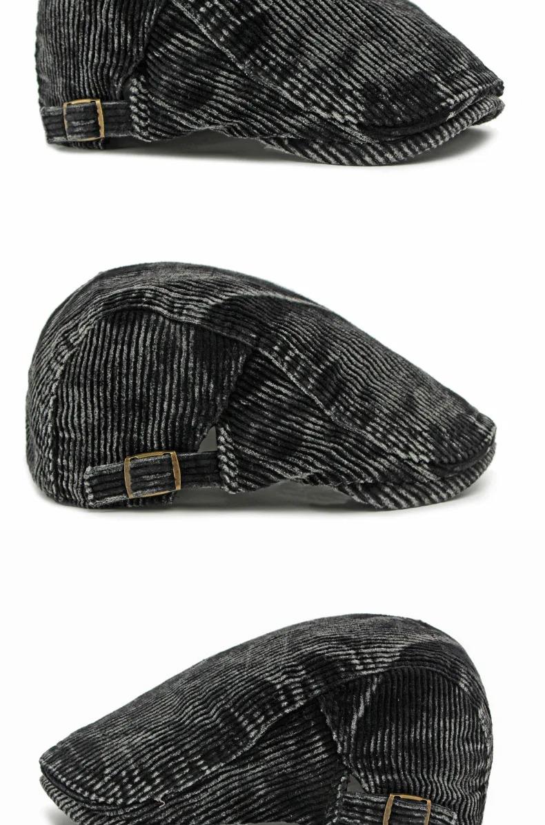 Autumn New Hat for Men and Women Corduroy Beret British Retro Forward Cap Casual Duckbill Cap Washed Cotton
