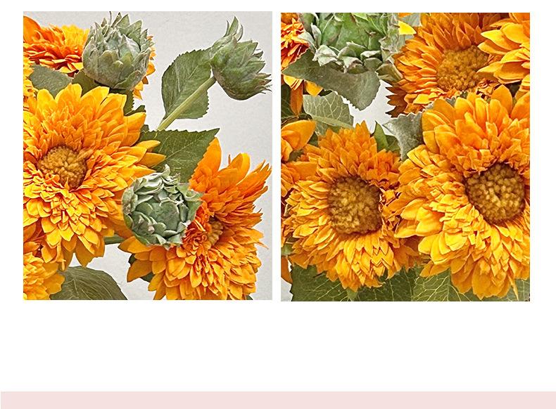 Teddy sunflower artificial flower for living room entrance decoration, faux flower ornament, vintage hand-held bouquet