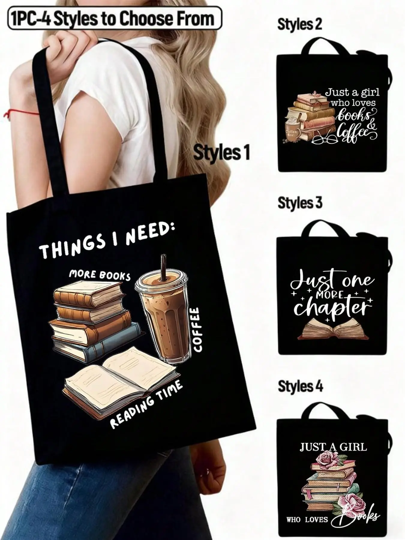 Reading Enthusiast Theme Satchel, Large Capacity Portable Bag, Unisex Fashion Handbag, Ideal for School, Work, Travel, Teacher Gifts