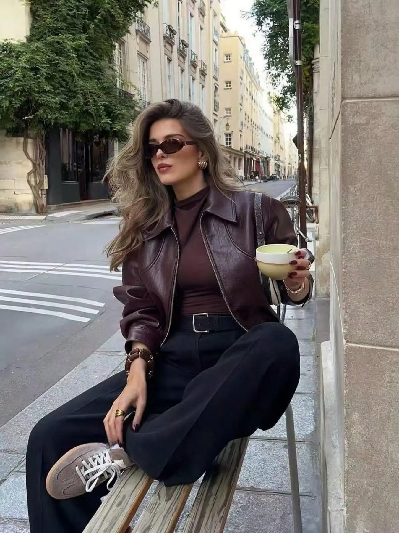 Manni Grunge American Retro Simple Cool Turn-Down Lapel Zipper Wine Jacket Short Coat Women, Fashionable Outerwear for Daily Casual Wear, Casual Comfy Jacket