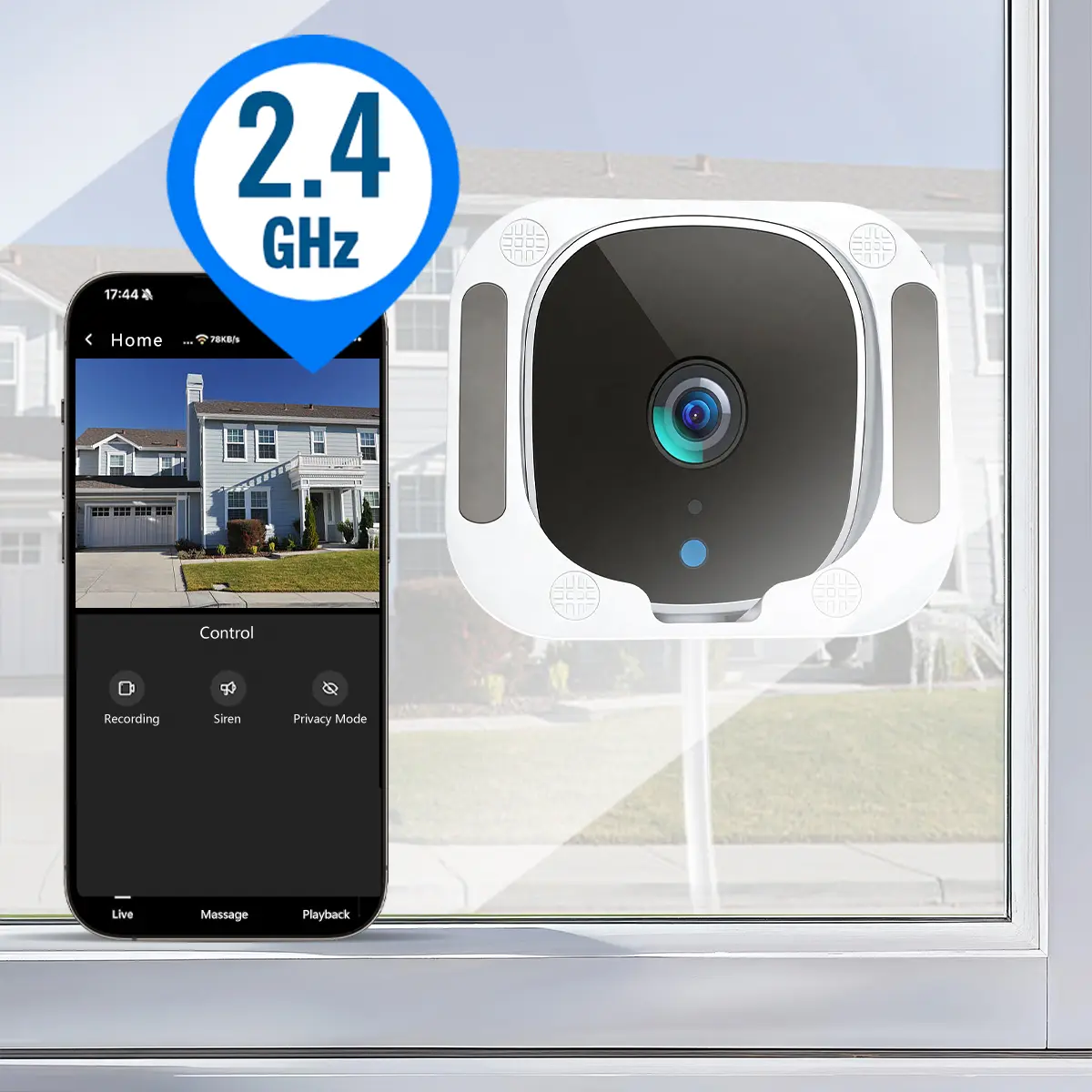 Home Security Camera, App Controlled Camera, Remote Phone Live View, 2.4G WiFi Stable Connection, Two Way Audio, Smart Motion Detection, Loop Recording, Optional TF Card And Cloud Storage, Pet Monitoring Device