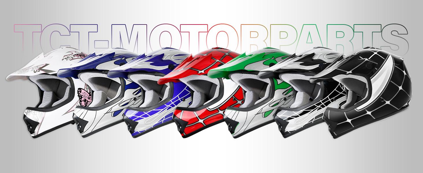 Youth Motorcycle Four Wheeler Riding Racing Helmets Motocross ATV Helmets Offroad Street Dirt Bike Go-Kart BMX MX Full Face Helmet Red Spider Samll Size