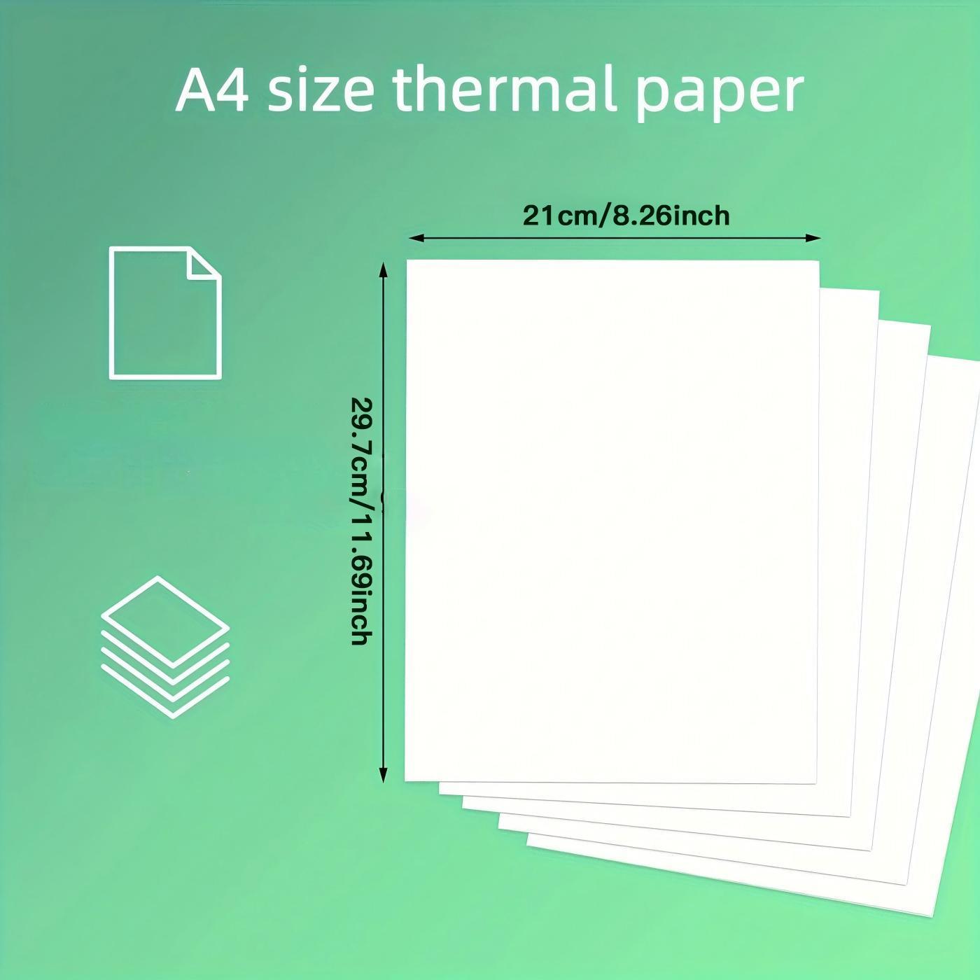 A4 Thermal Printer Paper, 200 Sheets, 8.27" X 11.69", Portable, for Office Documents, Academic Papers, Resumes, No Battery Needed