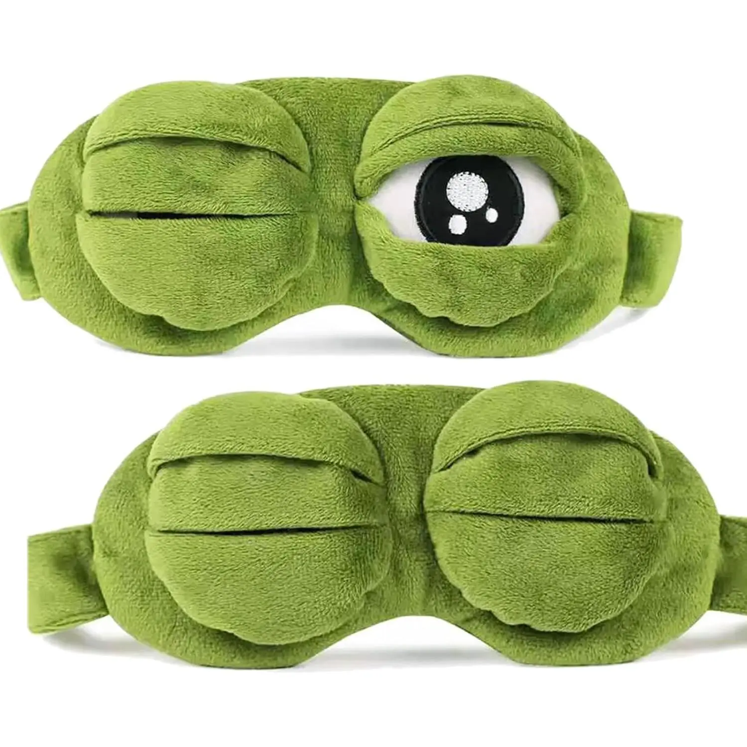 2Pcs Sleep Eye Mask for Women Kids,Eye Mask for Sleeping, Cute Sad Frog Blindfold Plush Funny Eye Shade Cover for Travel Yoga Nap Block Out Light - Soft Cotton Inside for Sensive Skin