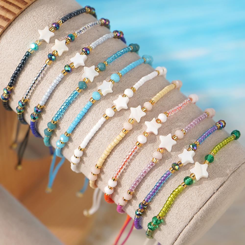 Bohemian-Style Starfish & Shell Bracelet — Cross-Border Bestseller | Fresh, Sophisticated, and Exquisite Seed Bead Wristlet for Women (Non-Fading)