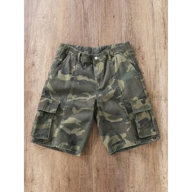 Boys' Camouflage Print Cargo Shorts - Relaxed Fit Cotton Fabric with Multiple Pockets, Summer Hip-Hop Style for Casual Outings