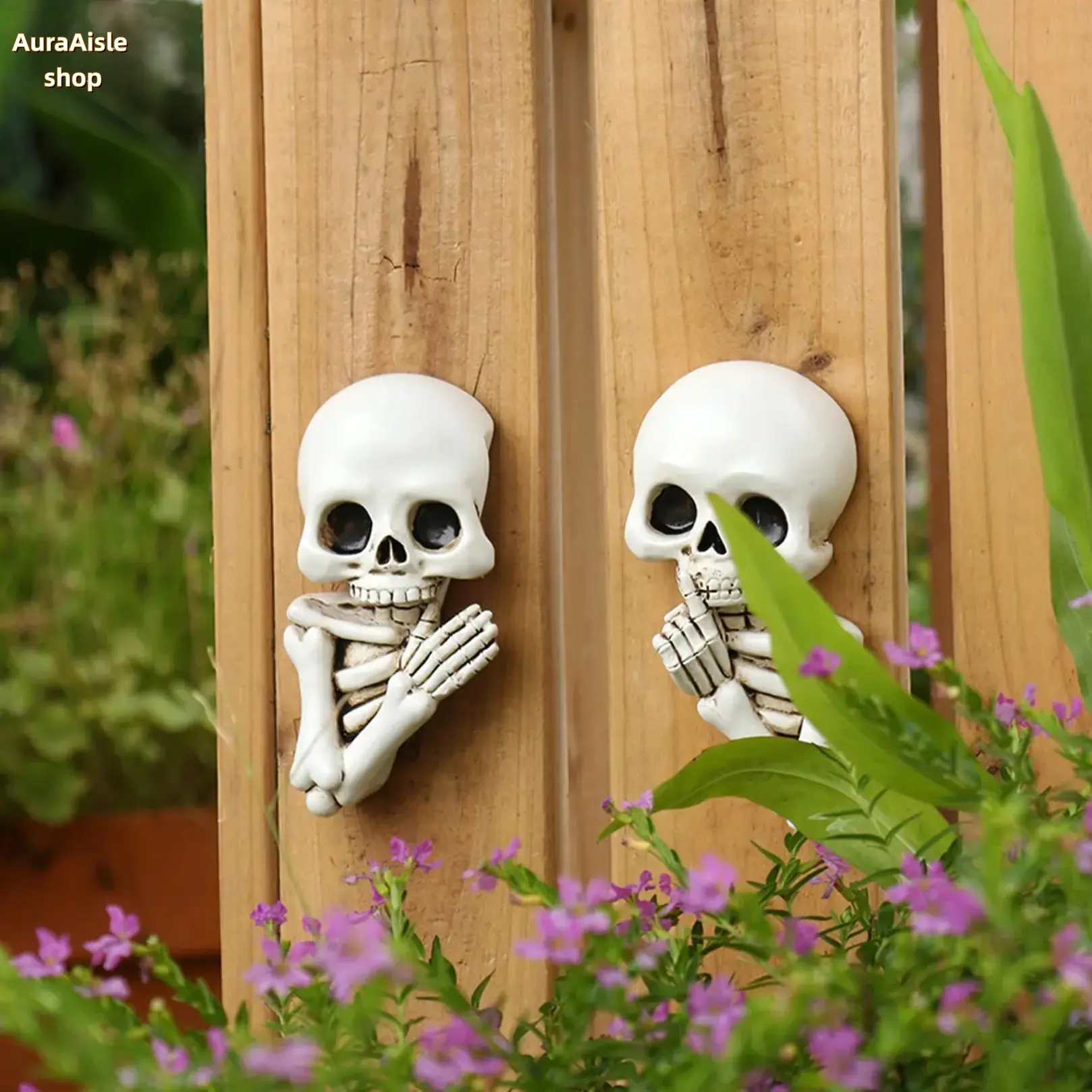 2-Piece Gothic Peeking Skeleton Wall Ornaments, 3.3 Inch Hand-Painted Resin Horror Sculptures, Self-Adhesive Decor Accents For Light Switch Panel Embellishment, Halloween Atmosphere Layout And Spooky Indoor Wall Styling