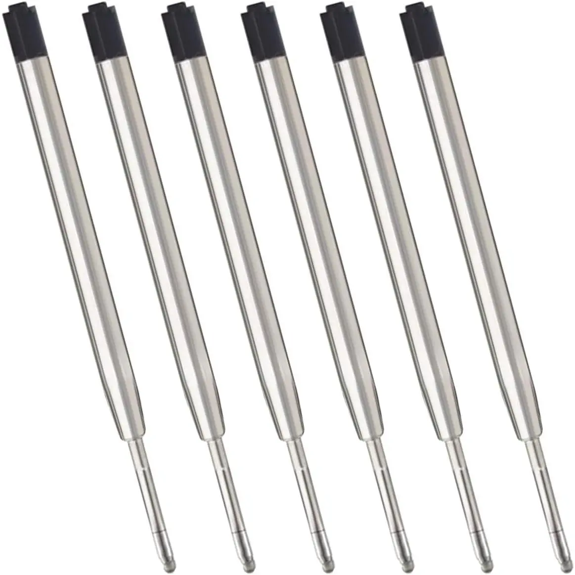 Black Ink Refills (6pcs), Replaceable Ballpoint Pen Refills | 1mm Medium Tip Black Ink Pen Refill