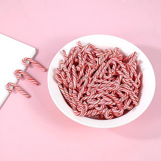 10/30/50Pcs Mini Candy Cane Christmas Decoration Red White Resin Candy DIY Crafts Xmas Pendant Navidad Home Decor 2025 New Year