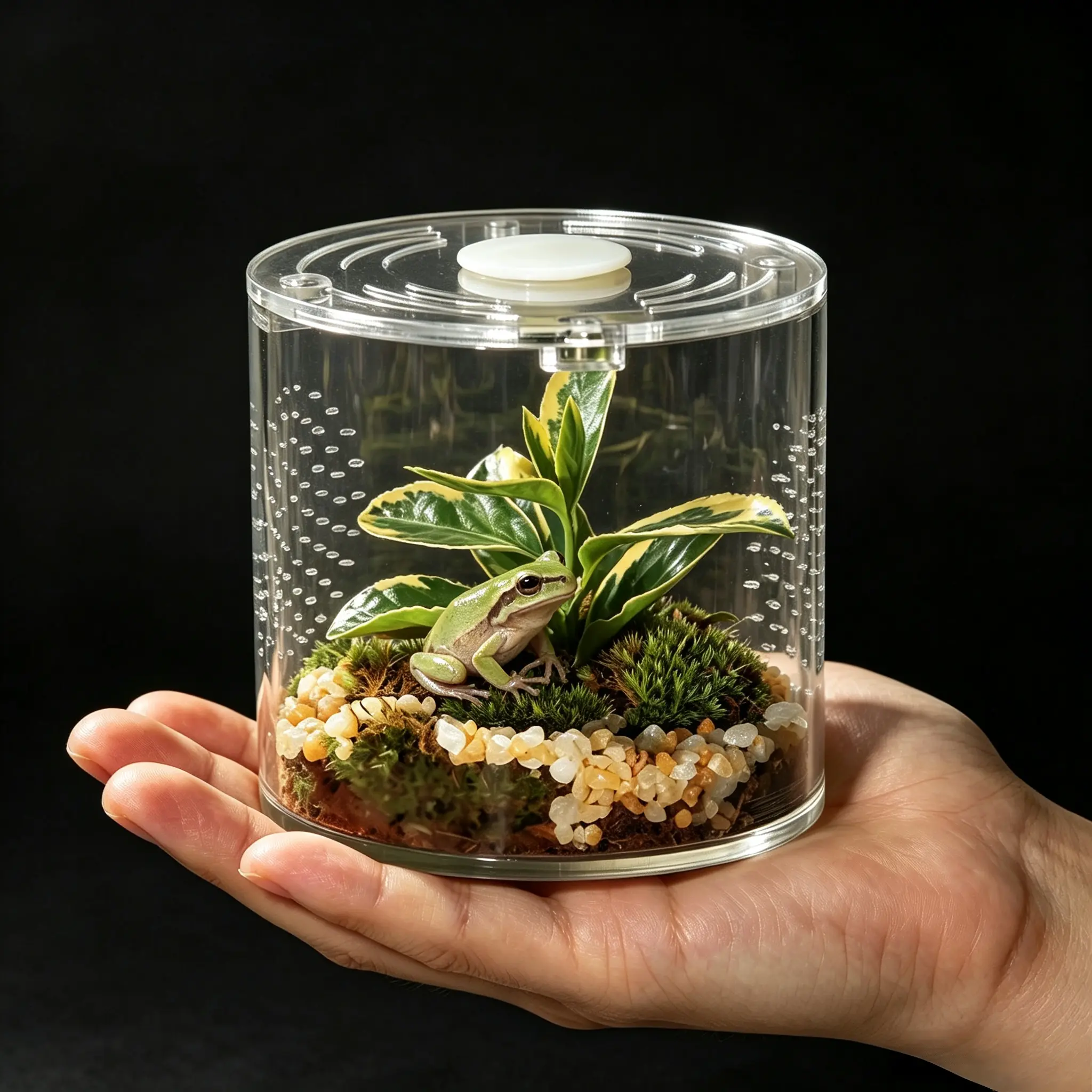 Handheld Sightseeing Reptile Enclosure, Mini Clear Acrylic Habitat with Lockable Lid for Small Amphibians & Reptiles
