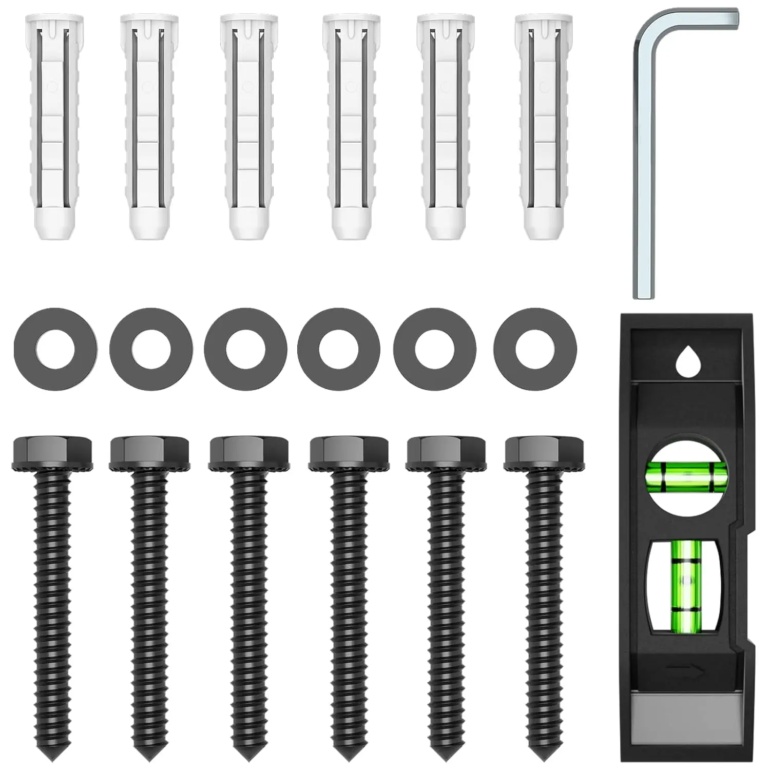 Galvanized Steel Rust-Proof TV Wall Mount Full Kit Set - Includes M7 Bolts, Wall Anchors, Washers, Hex Key Tool, Bubble Level for Wooden Posts, Concrete, Brick