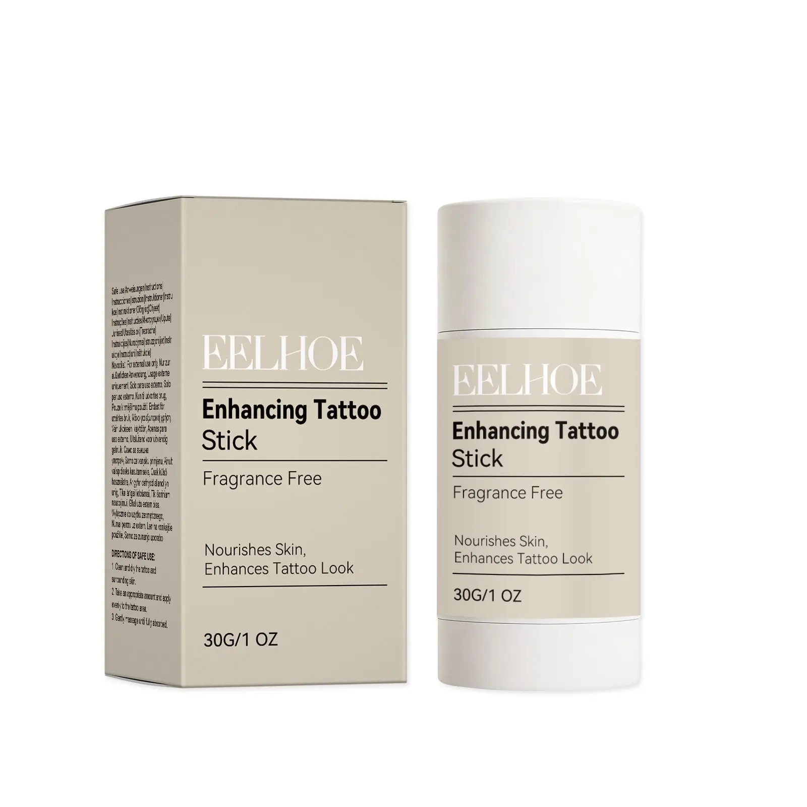 EELHOE Tattoo Care Balm Stick, Gentle Fragrance‑Free Formula, Smooth Easy‑to‑Apply, Hydrating Moisturizer, Brighten & Enhance Tattoo Color, Portable Care Stick