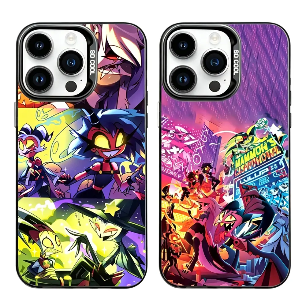 Anime Helluva Boss Multi-Model Phone Cases - Durable, Shockproof Protection Covers with Precise Beveled Edges for iPhone 17 Pro/ProMax/Air, 16 Pro, 15, 14 Plus, 13, 12 & Samsung S23-S26 (Gray Matte, Black Silicone) Mobile Accessories