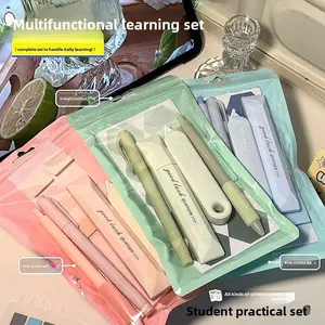 6PCS Stationery Set Gift Bag Neutral Pens Correction Tape Highlighters Dots Glue Set Large Capacity Multi-Functional School Supplies Gift for Students Classroom Rewards Learning Gifts