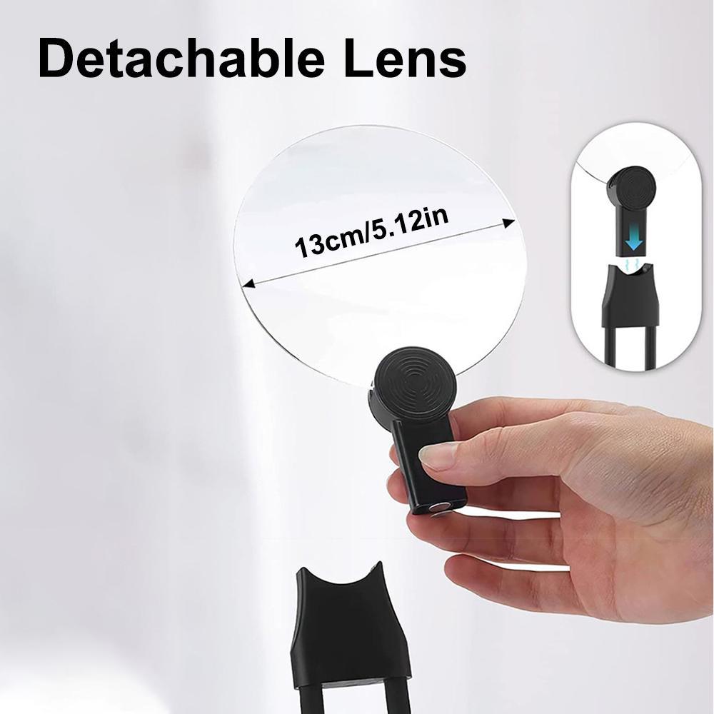 5X Magnifying Glass with 5.12in Diameter Magnifying Lens, Portable Magnifying Glass, Hands-free Magnifying Glass for Reading, Adjustable Magnifier with Stand Neckwear for Seniors