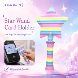 1PC Star Wand Credit Card Holder, 3D Printed Star Wand Style Card Holder, Contactless Tap-to-Pay Card Slot With Hidden Storage, Lightweight Durable, For Credit And Debit Cards, Retail Checkout, Cafes, Travel, Self Service Machines, Adults And Teens Use.