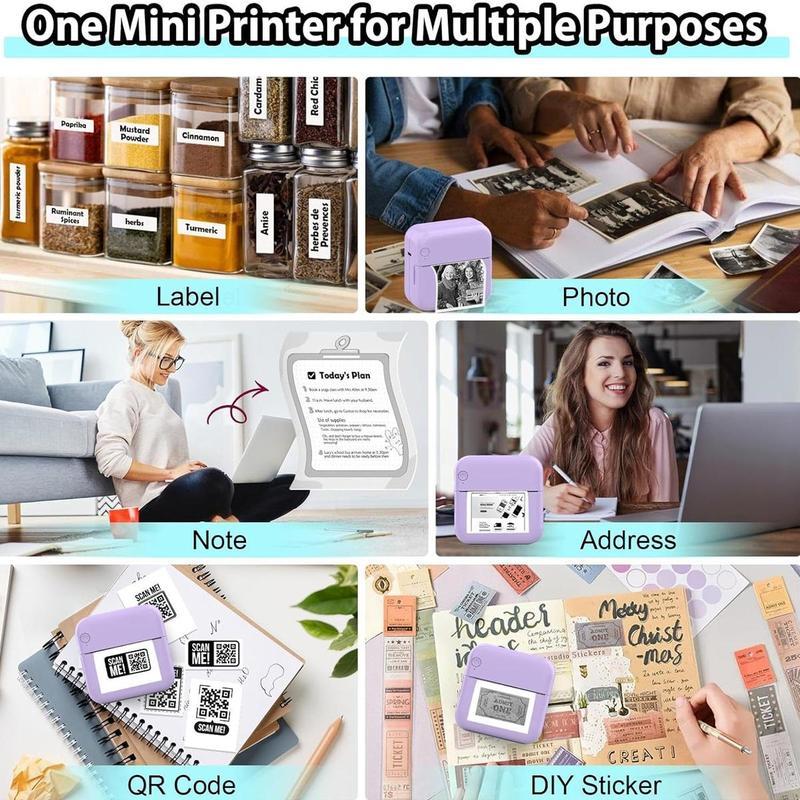 Portable Mini Sticker Printer - Inkless Thermal Bluetooth Pocket Printer for iOS Android Notes Photo