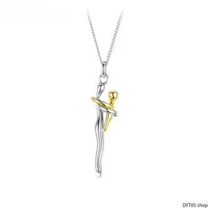 Two-Tone Silver And Gold Hug Embrace Pendant Necklace Fine Metal Craft Meaningful Family Themed Jewelry For Mom And Child Daily Casual Party Special Occasion Versatile All Season Neck Fashion Accessory