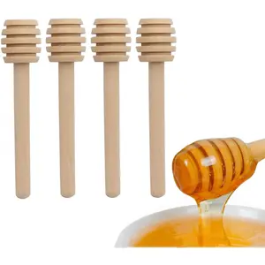 4 Pcs 3 Inches Wooden Honey Dipper Sticks Honey Comb Stick Honey Spoon Honey Wand for Honey Collecting Dispensing Drizzling Jam