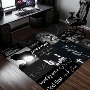 1pc God's Plan Religious Patchwork Rug, Durable Non-Slip, Ideal for Gaming Room/prayer Area Decor, Modern Faith Cool Theme Indoor Carpet