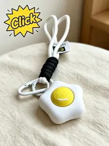 3D Printed Click Fried Egg Keychain, Cute Poached Egg Bag Charm with Braided Rope & Metal Carabiner, Anti-lost Accessory for Backpacks, Keys & Handbags, Sweet Practical Gift for Teens, Students & Casual Daily Users