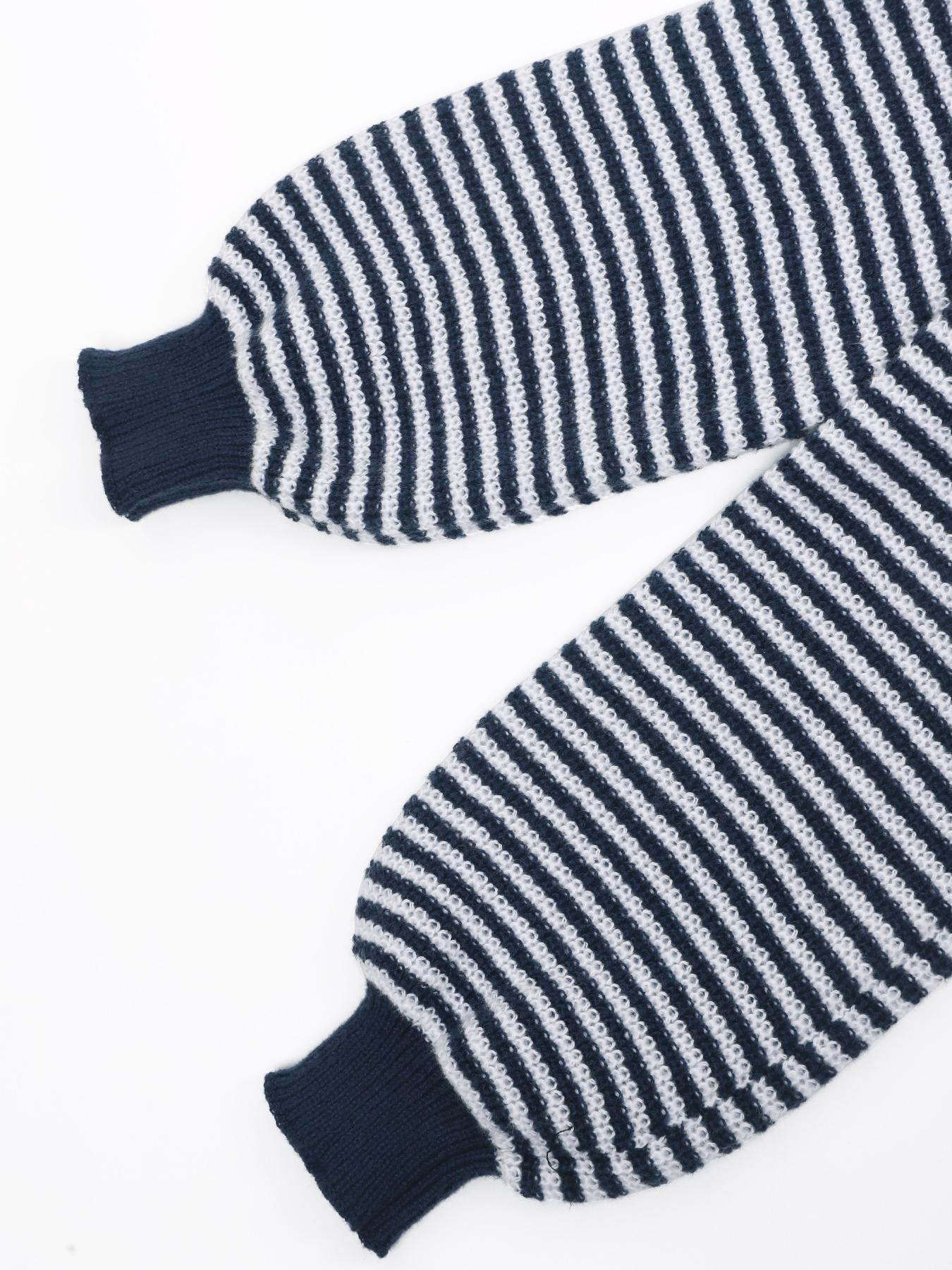 Women's Striped Drop-Shoulder Sweater, Casual Bishop Sleeve Boat Neck Jumper for Daily Outdoor Wear, Ladies Knitwear for All Seasons, Womenswear, Tops