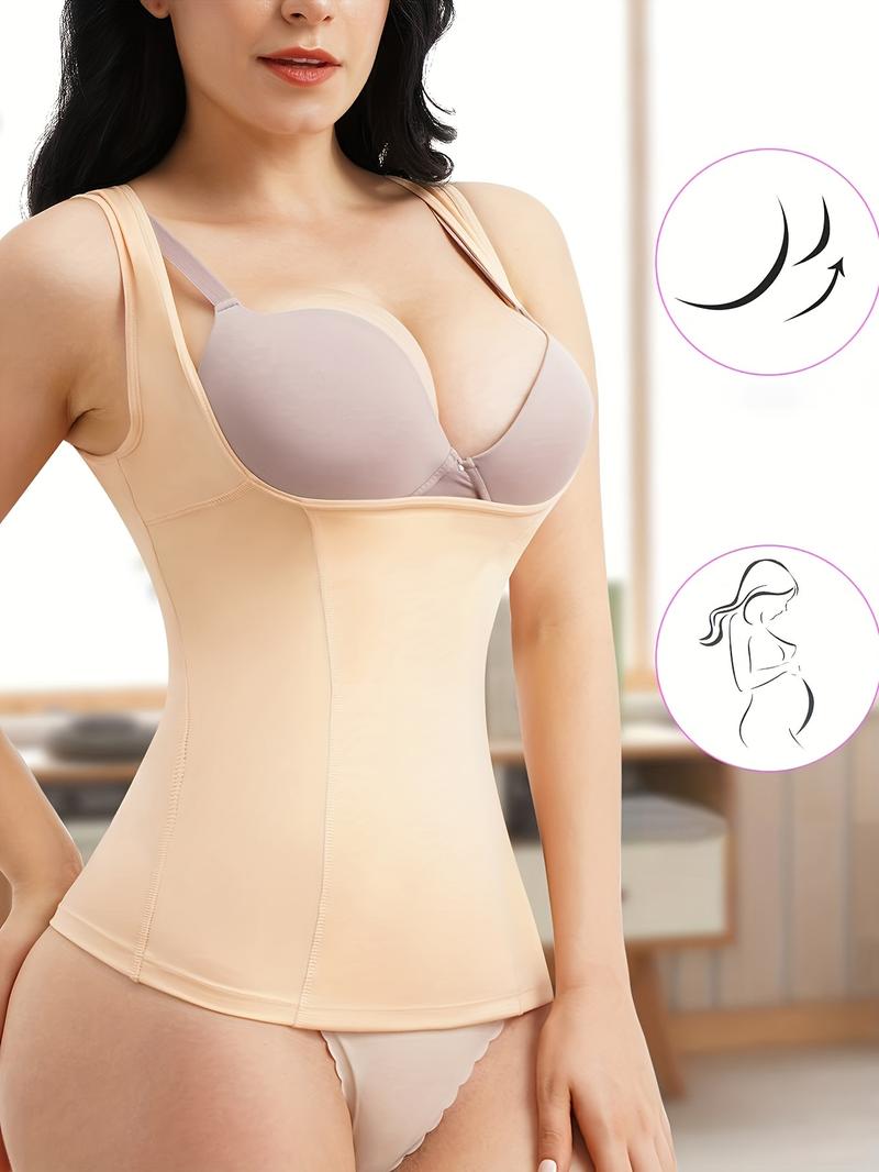 Women's Basic Solid Seamless Compression Shapewear Tank Top, Casual Lady Minimalist Breathable Tummy Control Shapewear Clothing, High Waisted Shapewear, Summer Wear, Women Shapewear for Daily Wear