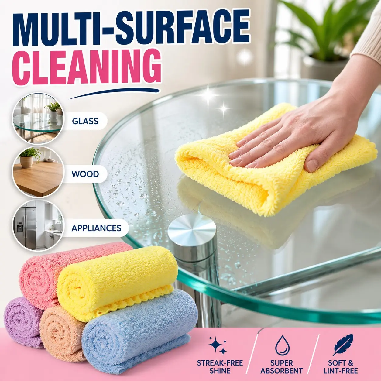 5pcs Ultra Soft Microfiber Towels for Car Cleaning, Absorbent Detailing Cloths, No Lint No Streak, Auto Care Towels for Interior & Exterior