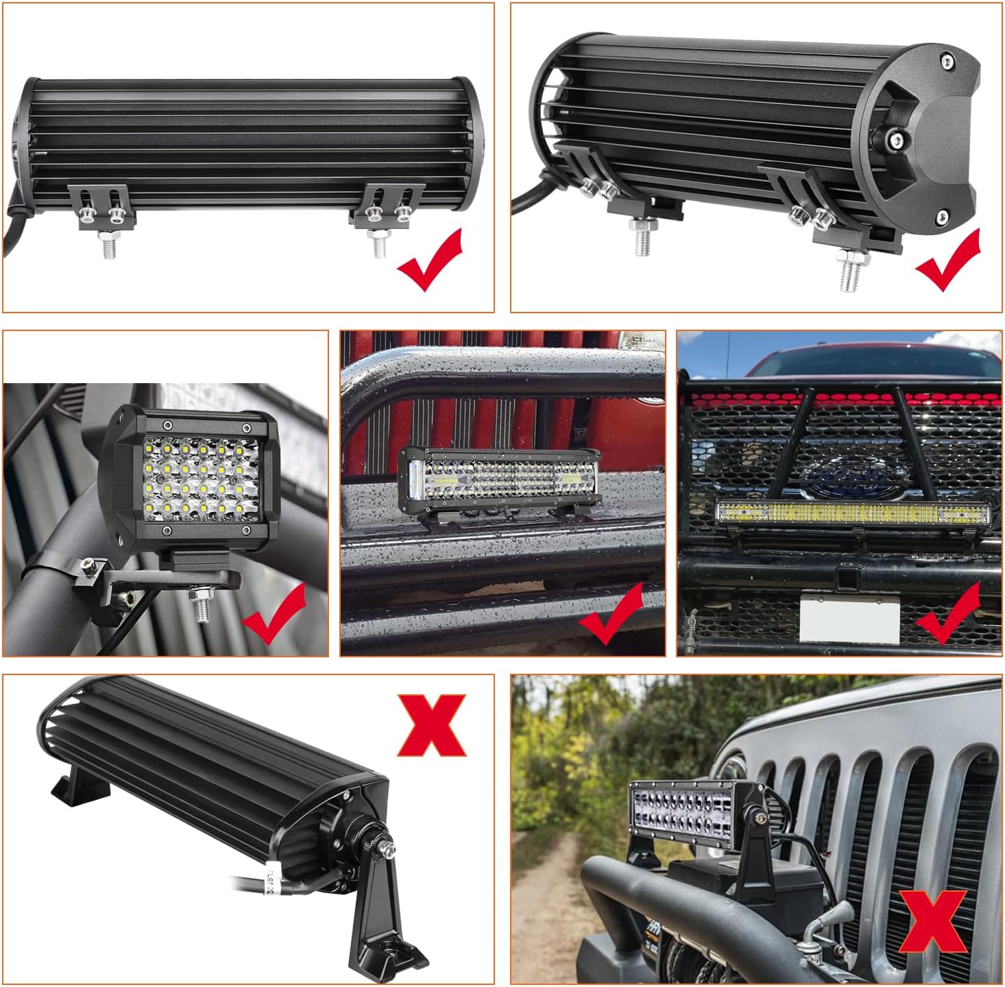 LED Light Bar Mounting Brackets 2PCS, Adjustable Bottom Mount Bracket Kits for LED Pod Lights Cubes Off Road Work Light Bar Fog Lights