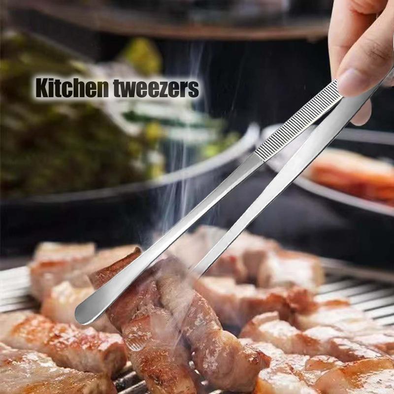 Stainless Steel Kitchen Tweezers 2-Pack - 25cm+30cm Combo,Multi-Use for Grilling, Seafood Prep & Salad Making - Ideal for BBQ Hosts, Meal Preppers & Outdoor Cooks - Top Rated Kitchen Gadgets-YY0