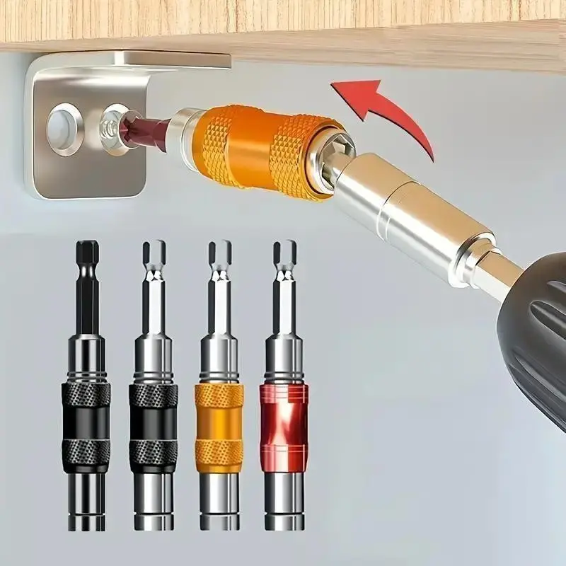 Magnetic 1/4 Inch Hex Shank Quick Connect Extension Chuck, 360° Rotatable Drill Bit Socket Adapter, Universal Converter Compatible with All Electric Drills & Impact Drivers