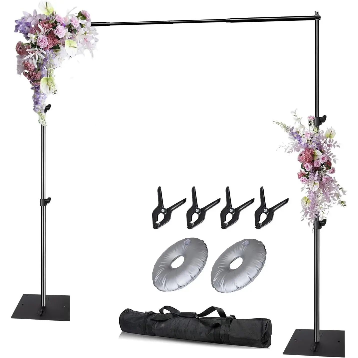 Pipe and Drape Photography Backdrop Stand Kit Adjustable Photo Background Stand 10ft x 6.5ft with Metal Base for Parties Weddings Birthday Party Events Photo Booth