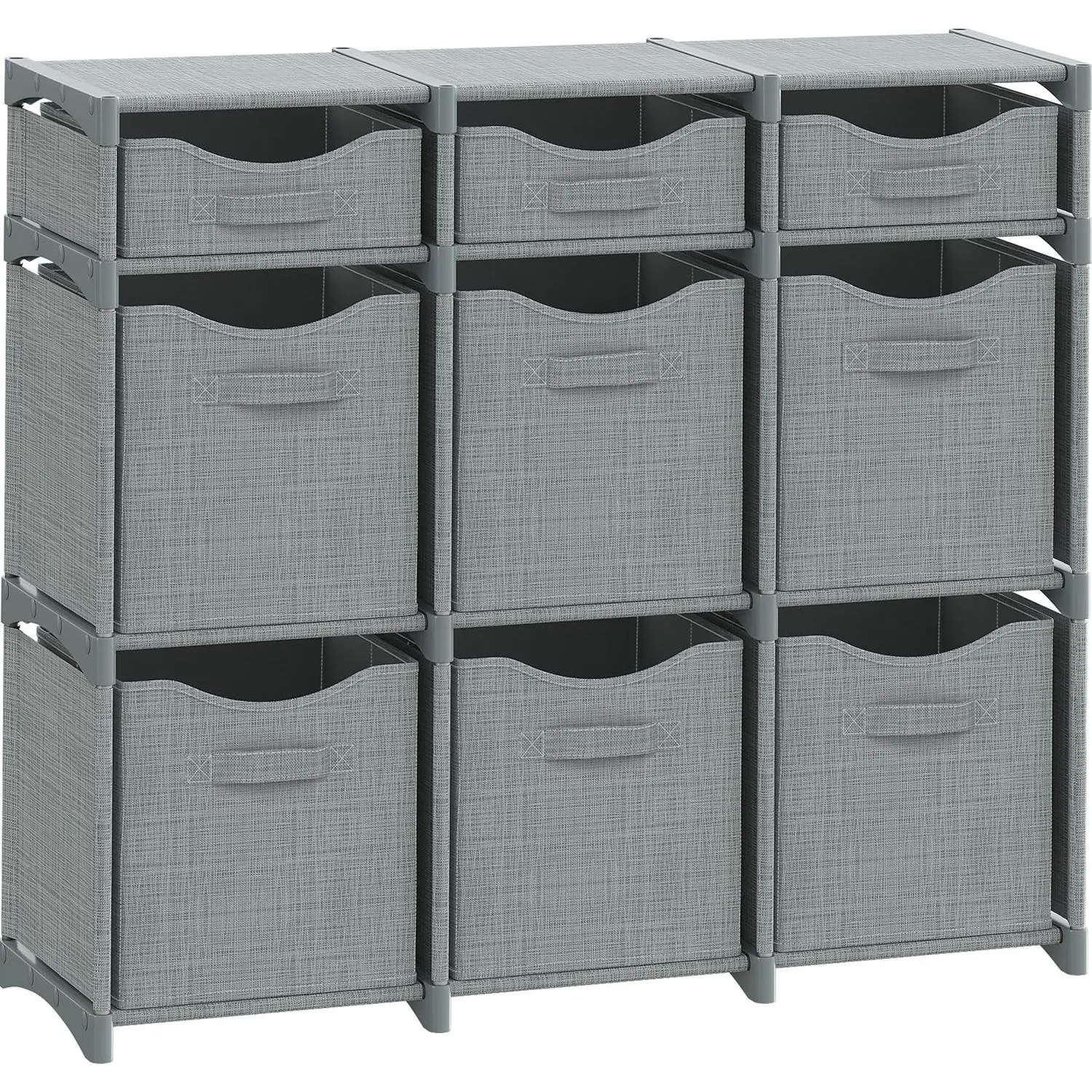 Cube Storage Organizer with 9 Storage Bins Included – Storage Cubes for Home Organization, Toy Storage, Office Storage, Living Room Storage, and General Storage Solution (Grey)