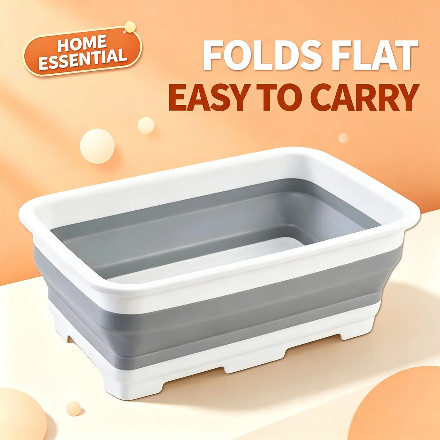 Foldable Washing Bowl, Portable Space-Saving Vegetable Washer, Multi-Function Drain Plug, Outdoor Picnic Basket, Pet Bath, Camping Use