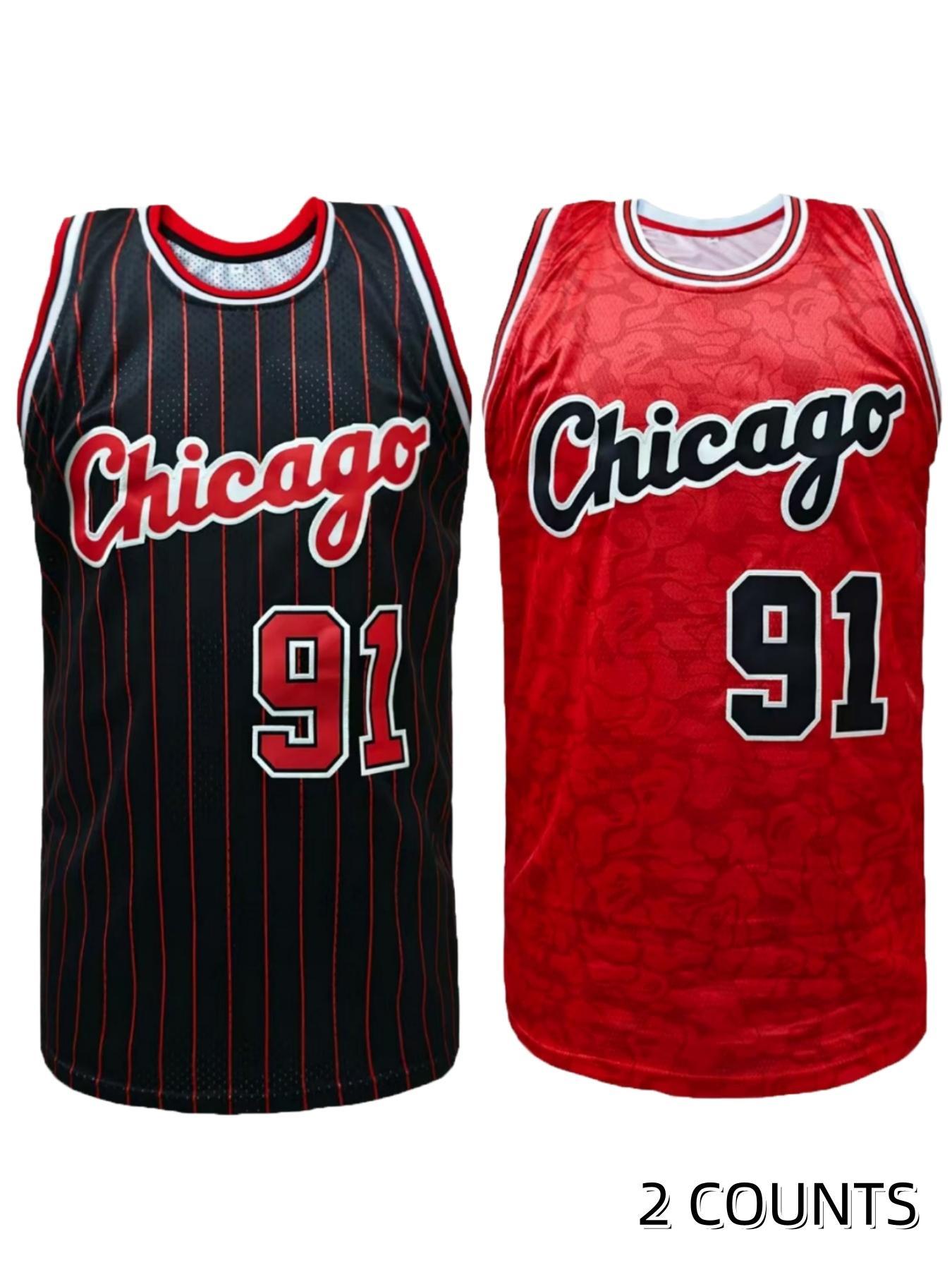 Men's Chicago Basketball Jersey, Breathable Sleeveless Basketball Sports Jersey, Basketball Training Competition Sports Uniforms for Men, Vintage Basketball Jersey