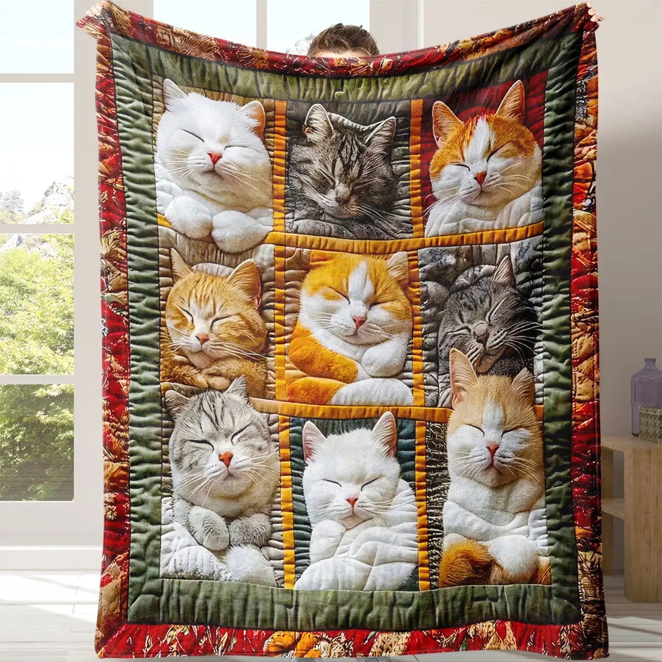 1pc Cat Blanket Flannel, Soft and Comfortable, Ideal for All Seasons, Perfect Gift for Naps, School, Office, Home, Picnics, Travel