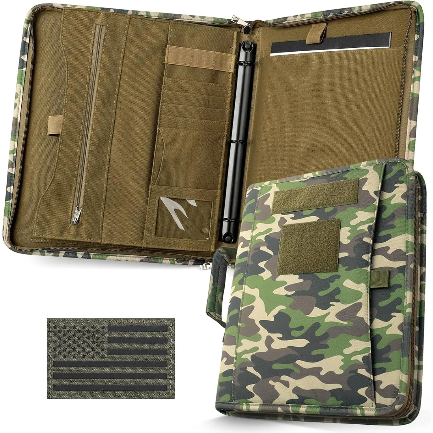 Portfolio Padfolio Binder Detachable 3-Ring Planner | Large-12x13.6" Zip Notebook Cover, Handle Art Portfolio Bag, A4 Letter Paper, 1" O-Ring, for  Work Travels Office School