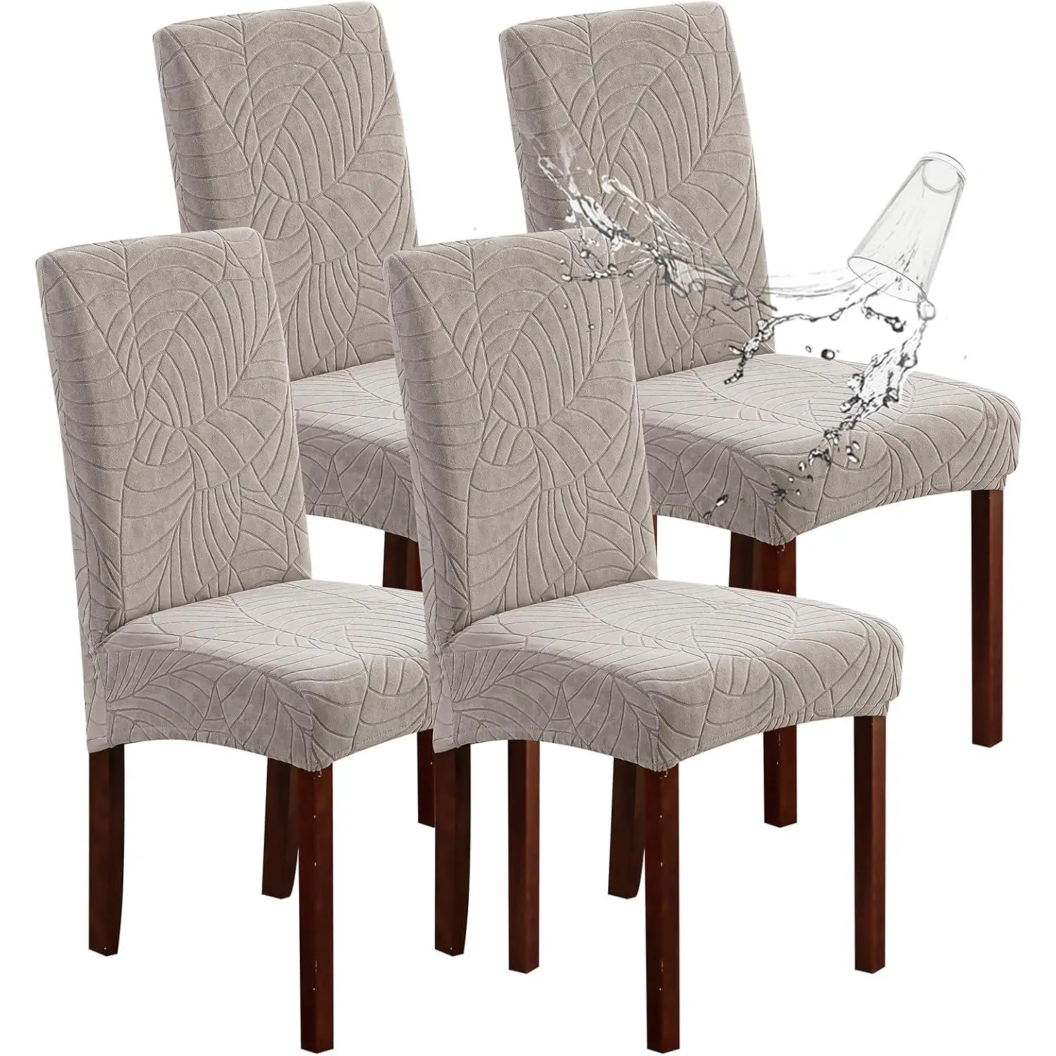 Waterproof Dining Chair Covers Set of 4 Parsons Chair Slipcovers |   Waterproof Protection, Stretch Fit, Textured Pattern, Machine Washable, Parsons Chair Fit, Pet Friendly
